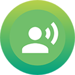 Person speaking icon in a green circle