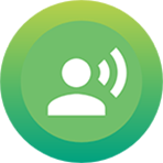 Person speaking icon in a green circle