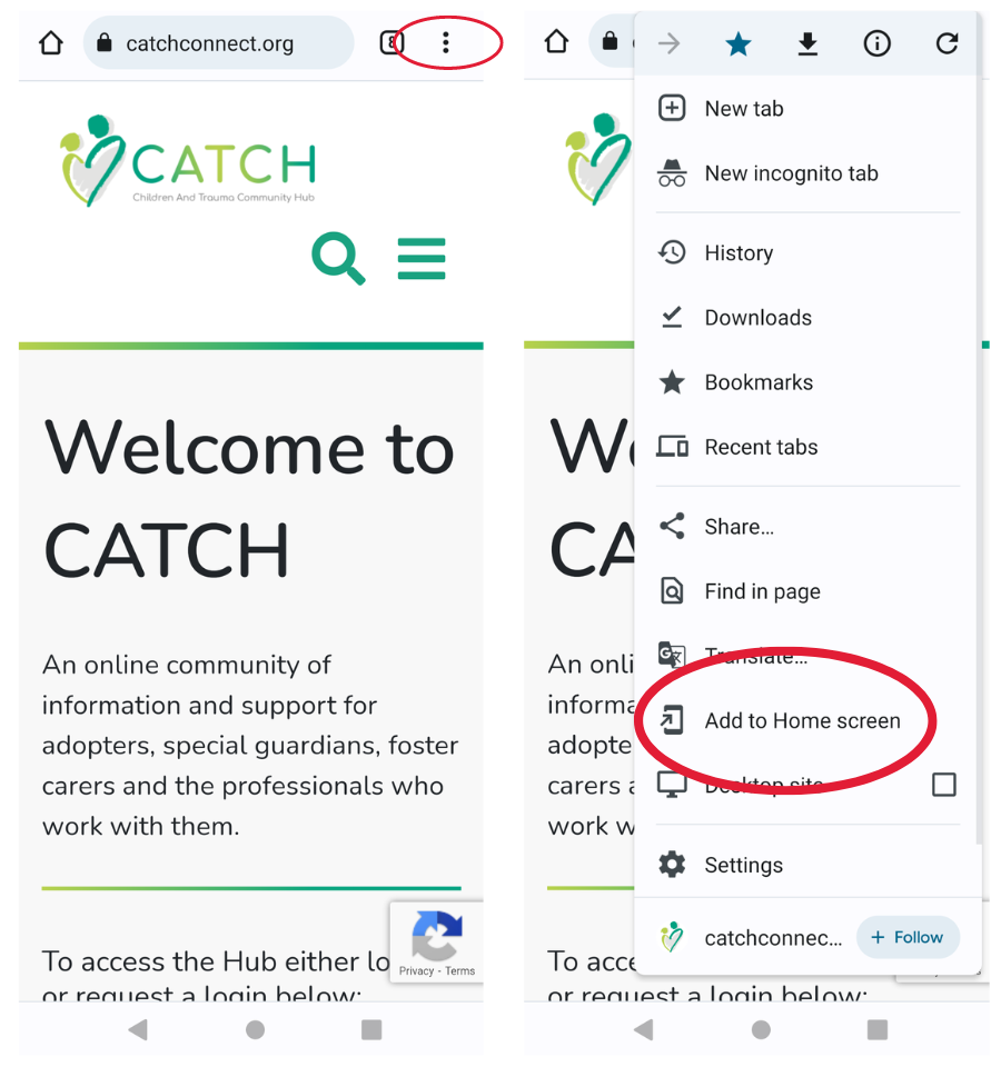 How to add CATCH to your home screen on Chrome