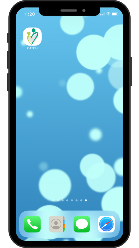 Phone screen with CATCH icon